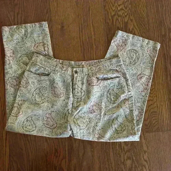 Lauren Ralph Lauren Linen Blend Ankle Paisley Straight Leg Pants Size 14 - Picture 6 of 7